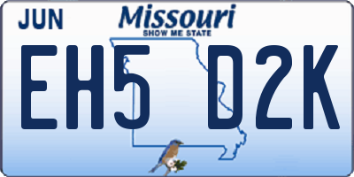 MO license plate EH5D2K