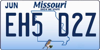 MO license plate EH5D2Z