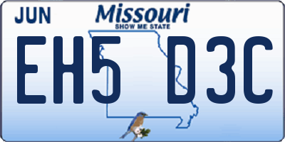 MO license plate EH5D3C