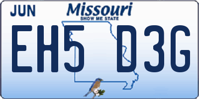 MO license plate EH5D3G