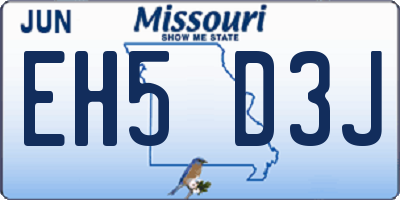 MO license plate EH5D3J