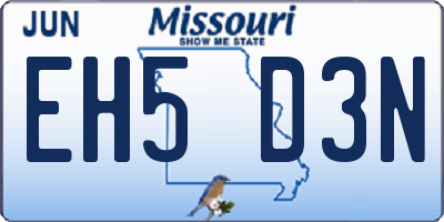 MO license plate EH5D3N