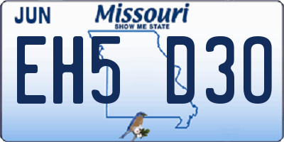 MO license plate EH5D3O
