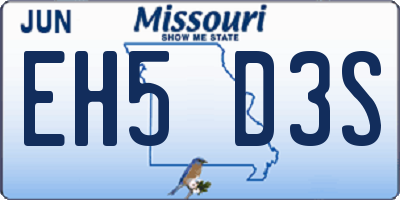 MO license plate EH5D3S