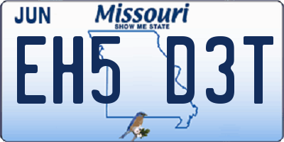 MO license plate EH5D3T