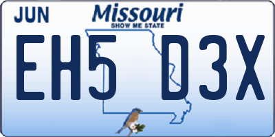 MO license plate EH5D3X