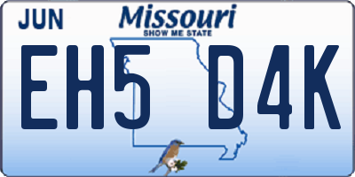 MO license plate EH5D4K