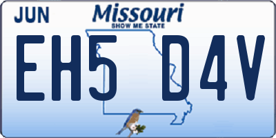 MO license plate EH5D4V