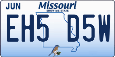 MO license plate EH5D5W