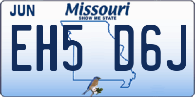 MO license plate EH5D6J