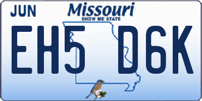 MO license plate EH5D6K