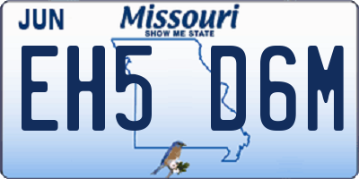 MO license plate EH5D6M