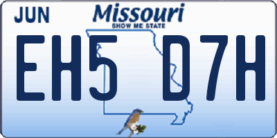 MO license plate EH5D7H
