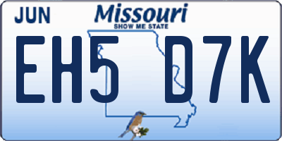 MO license plate EH5D7K