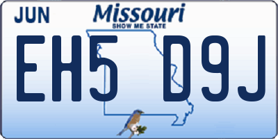MO license plate EH5D9J