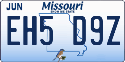 MO license plate EH5D9Z