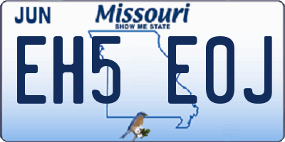 MO license plate EH5E0J