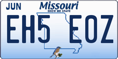 MO license plate EH5E0Z