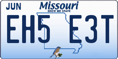 MO license plate EH5E3T