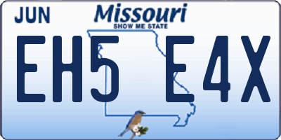MO license plate EH5E4X