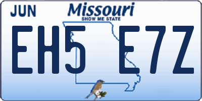 MO license plate EH5E7Z