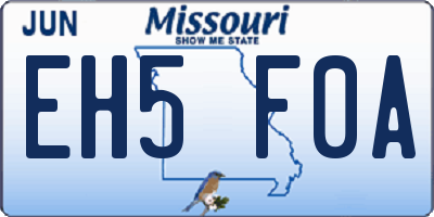MO license plate EH5F0A
