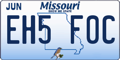 MO license plate EH5F0C