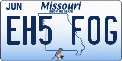 MO license plate EH5F0G