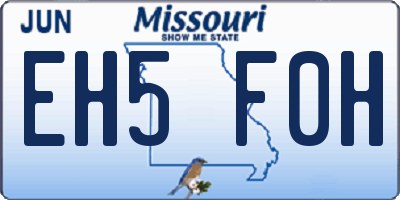 MO license plate EH5F0H