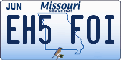 MO license plate EH5F0I