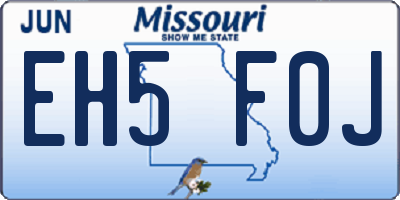 MO license plate EH5F0J
