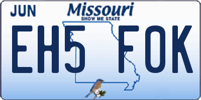 MO license plate EH5F0K