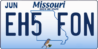 MO license plate EH5F0N