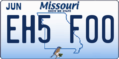 MO license plate EH5F0O