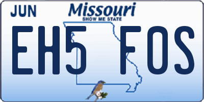MO license plate EH5F0S