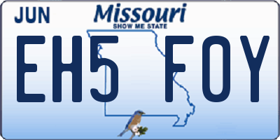 MO license plate EH5F0Y