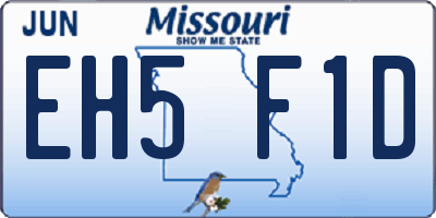 MO license plate EH5F1D