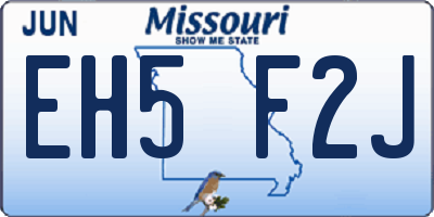 MO license plate EH5F2J