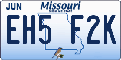 MO license plate EH5F2K