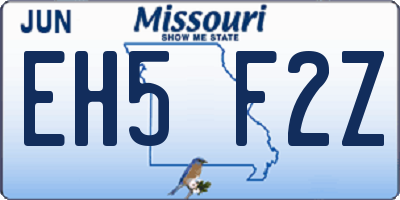 MO license plate EH5F2Z