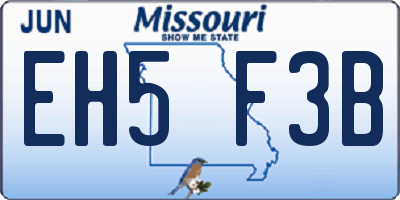 MO license plate EH5F3B