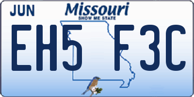 MO license plate EH5F3C