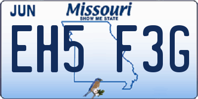 MO license plate EH5F3G