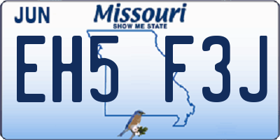 MO license plate EH5F3J