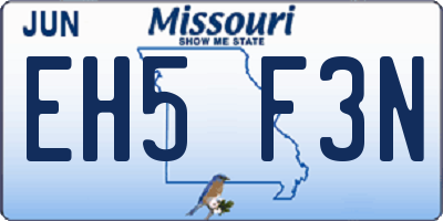 MO license plate EH5F3N