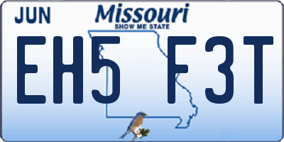 MO license plate EH5F3T