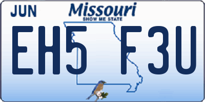 MO license plate EH5F3U