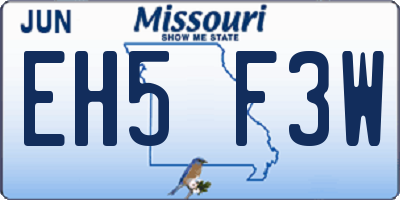 MO license plate EH5F3W