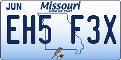 MO license plate EH5F3X