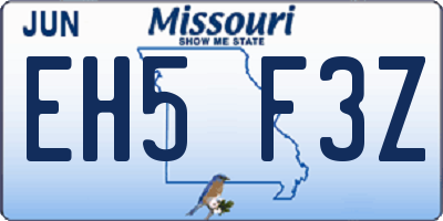 MO license plate EH5F3Z